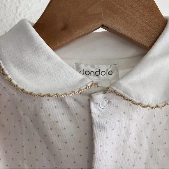 NWT Dondolo footie sleeper white with tiny taupe polka dots size 2T - Picture 4 of 12